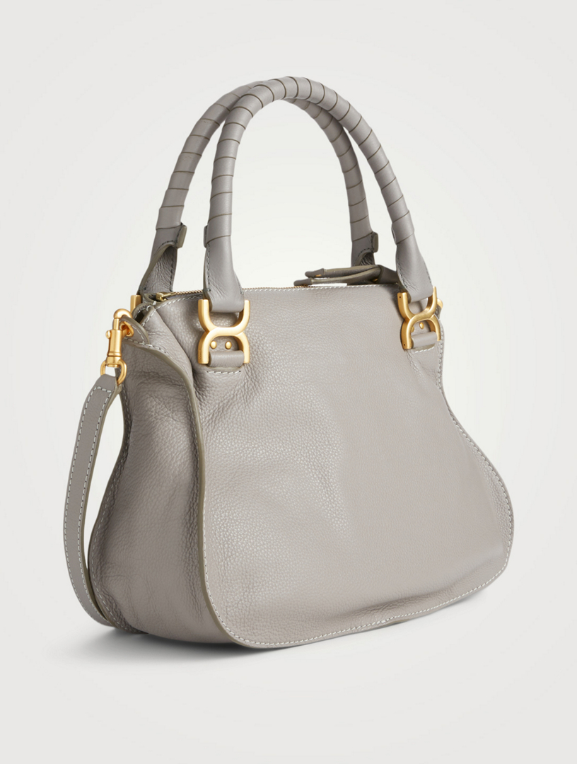 grey leather bag