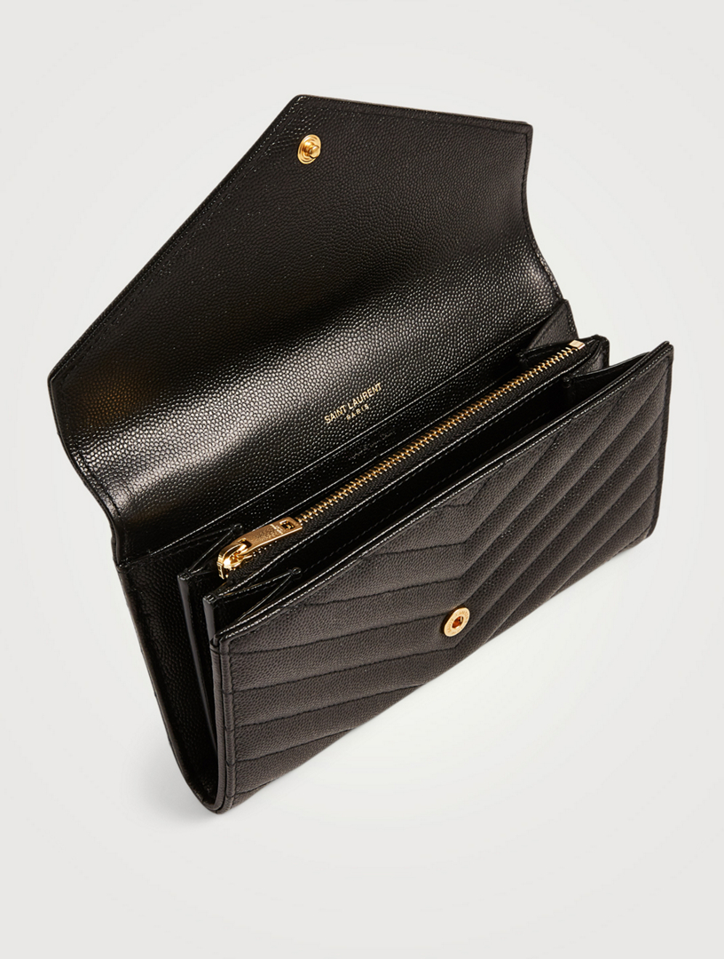 SAINT LAURENT Large YSL Monogram Leather Envelope Flap Wallet | Holt ...