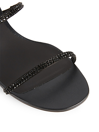 RENE CAOVILLA Cleo Satin Strass Heeled Sandals Women's Black