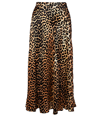 GANNI Stretch Silk Skirt In Leopard Print | Holt Renfrew Canada