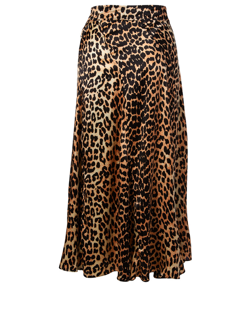 GANNI Stretch Silk Skirt In Leopard Print | Holt Renfrew Canada