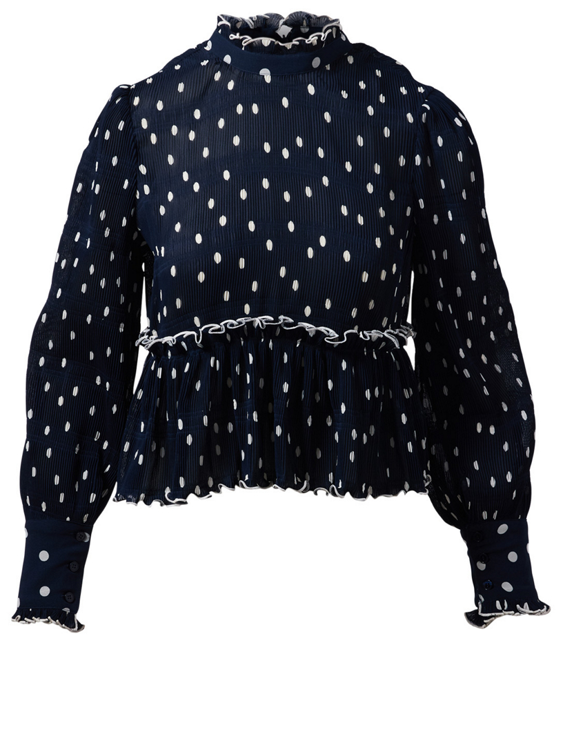 ganni polka dot top