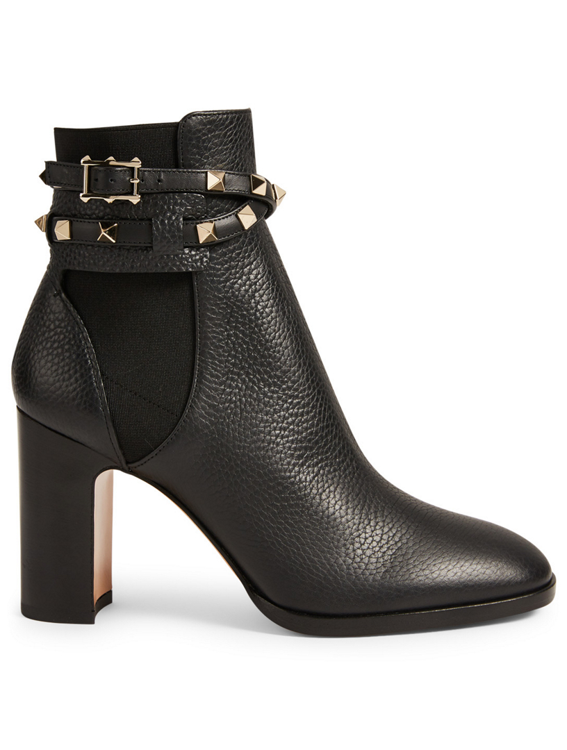 valentino rockstud leather ankle boots