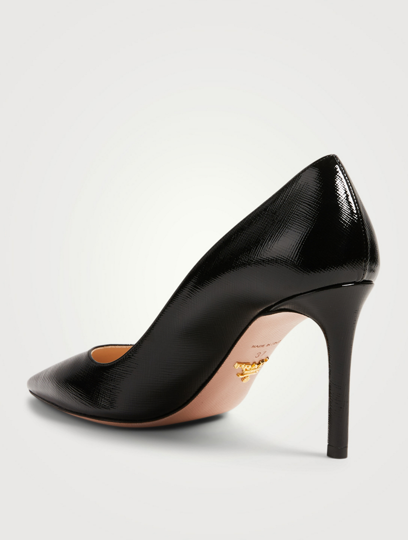 prada black patent leather pumps