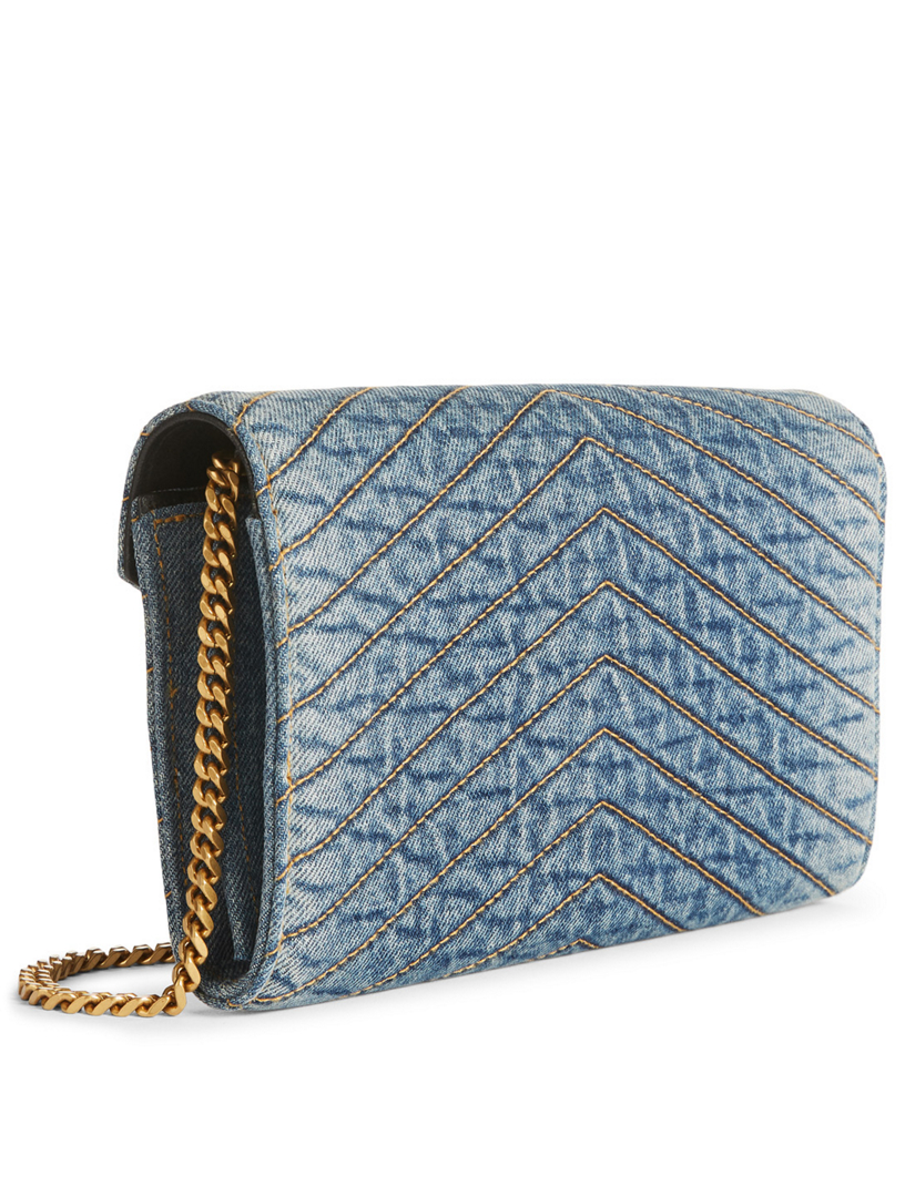 SAINT LAURENT YSL Monogram Denim Chain Wallet Bag | Holt Renfrew Canada