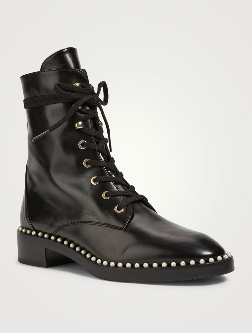 STUART WEITZMAN Sondra Leather Combat Boots | Holt Renfrew Canada