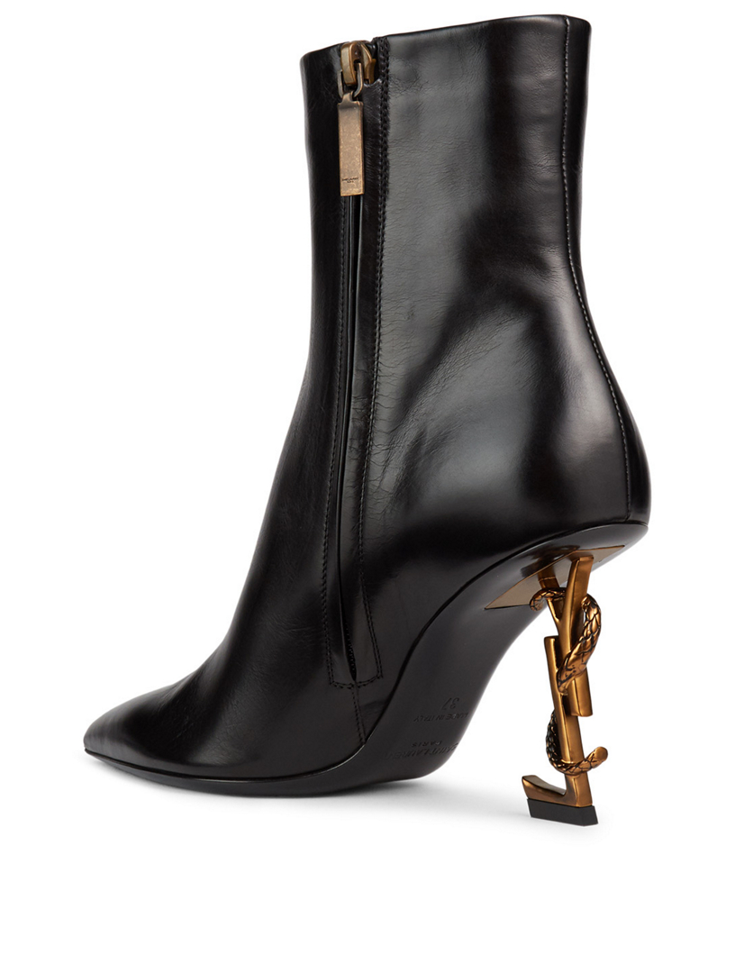 ysl logo heel boots