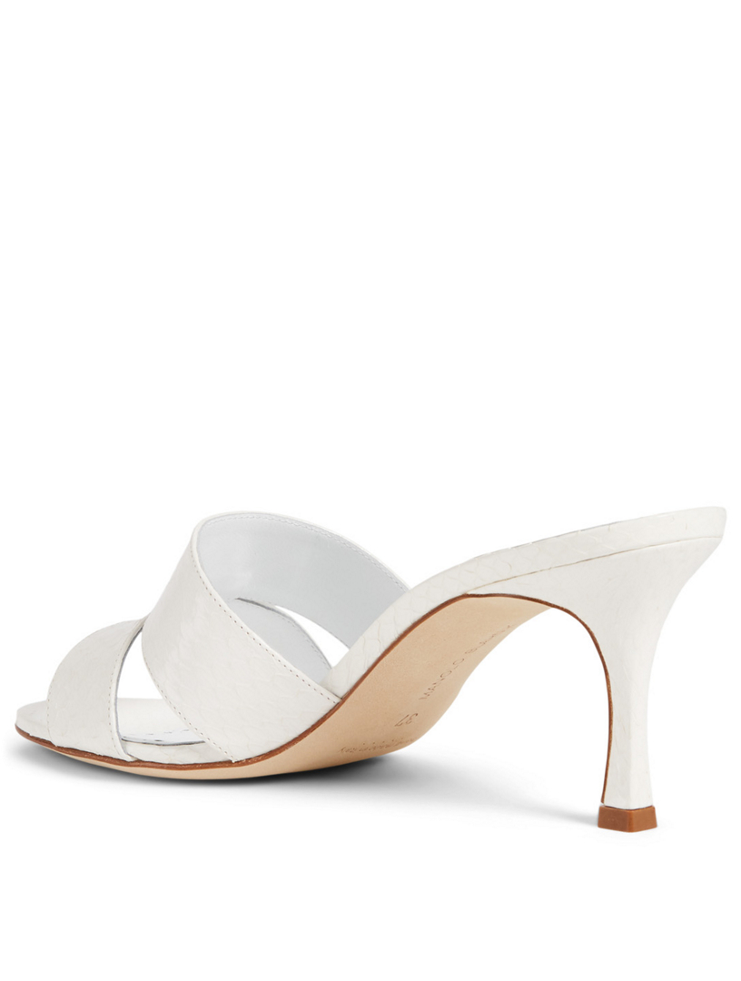 MANOLO BLAHNIK Iacopo Snakeskin Heeled Mule Sandals | Holt Renfrew Canada