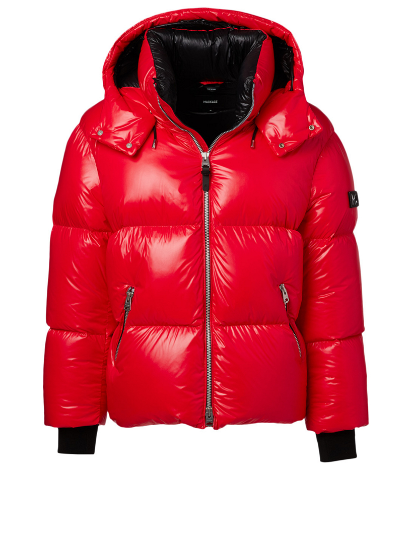 mackage red puffer jacket