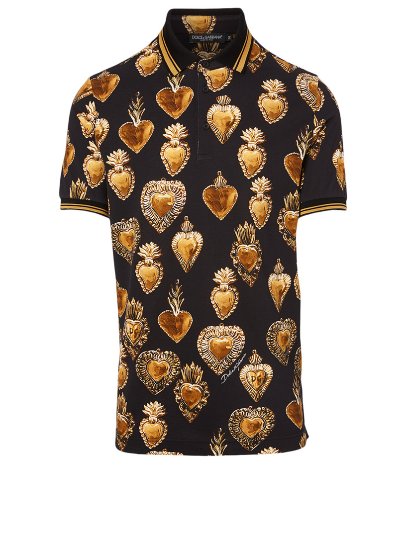 DOLCE & GABBANA Cotton Polo Shirt In Sacred Heart Print | Holt Renfrew ...