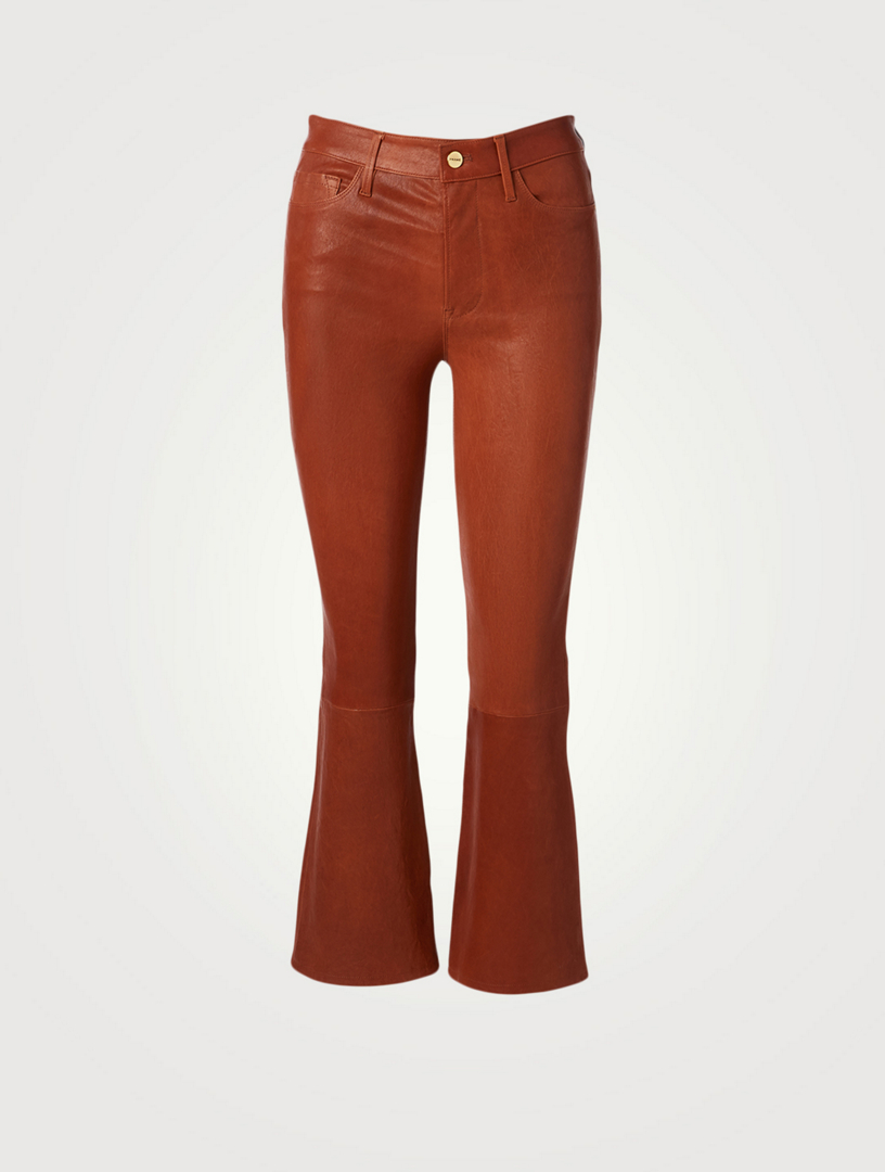 FRAME Le Crop Mini Bootcut Leather Pants | Holt Renfrew Canada