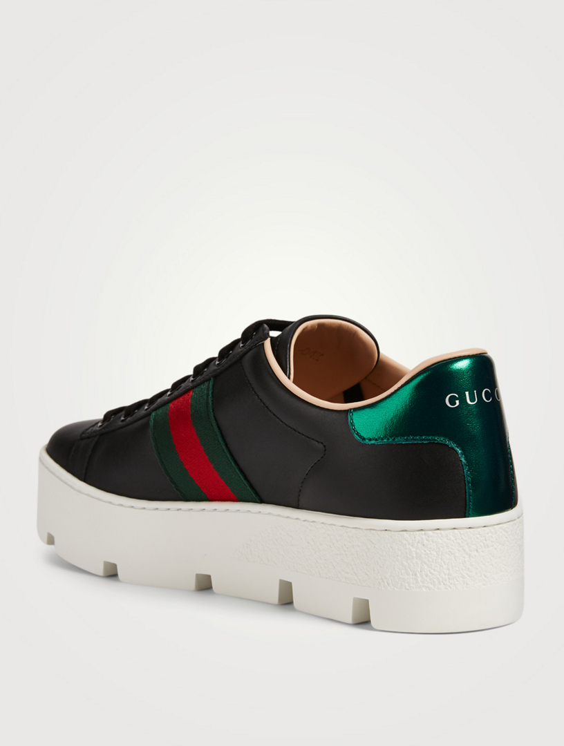 GUCCI Ace Leather Platform Sneakers 