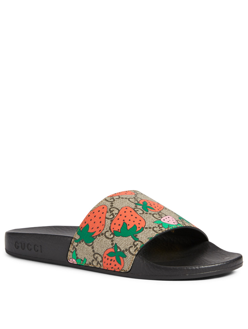 gucci strawberry slide sandal