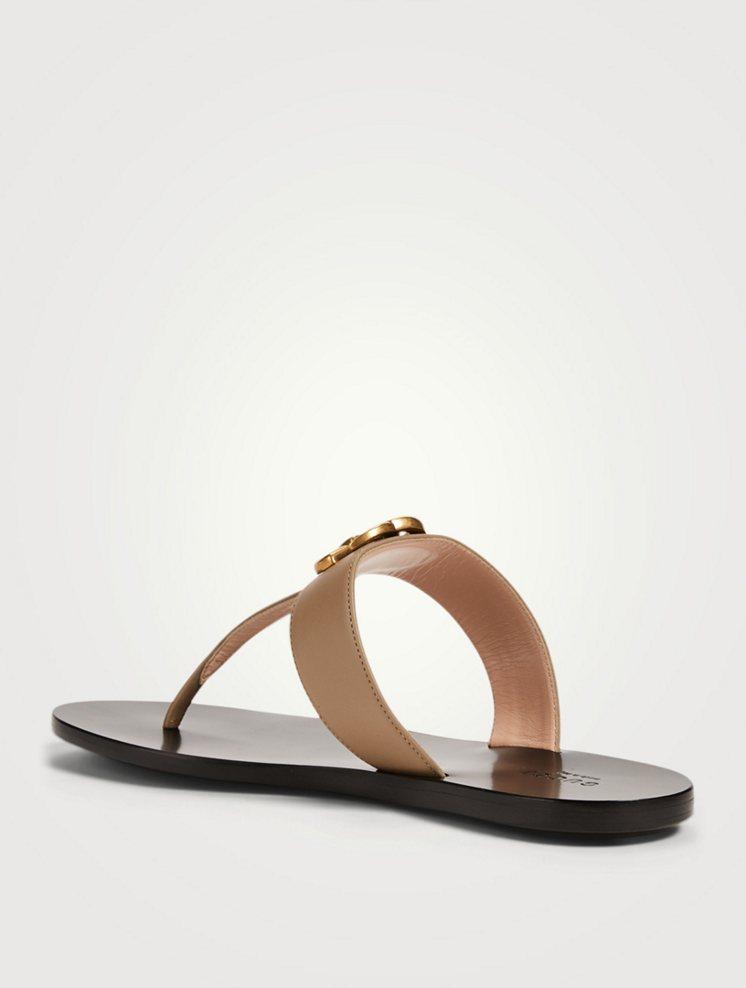 GUCCI Leather Thong Sandals With Double 