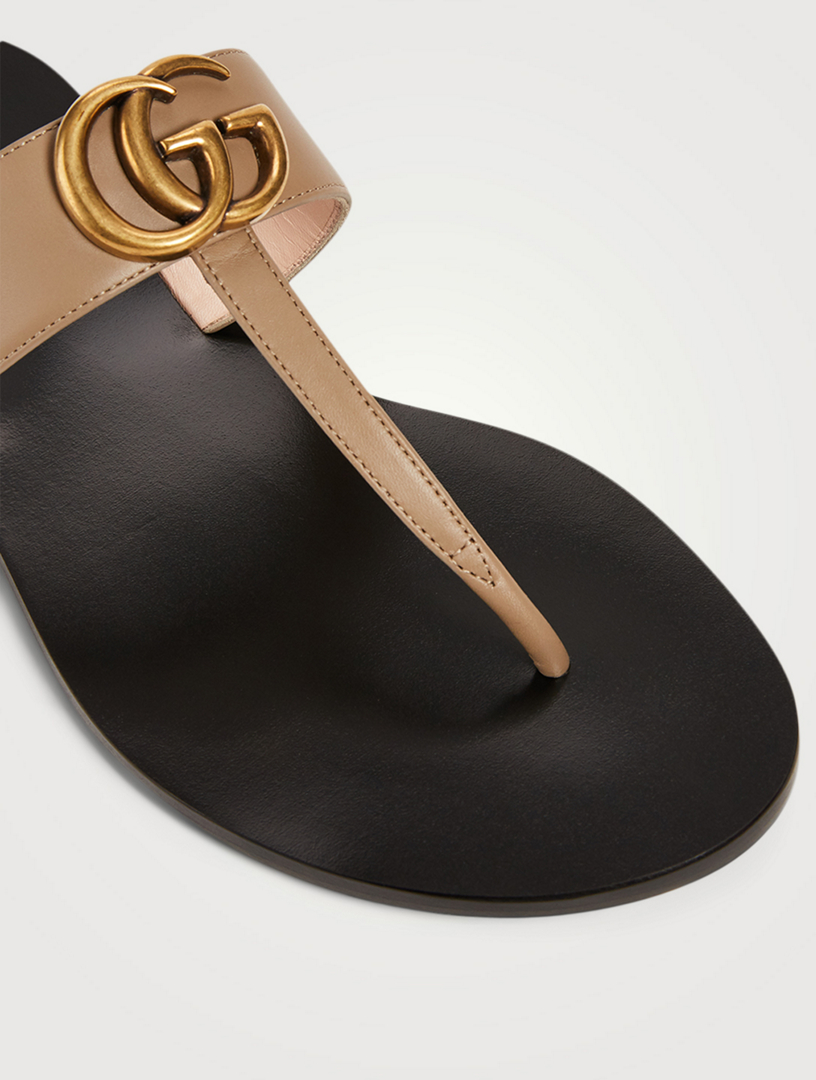 leather thong sandal with double g