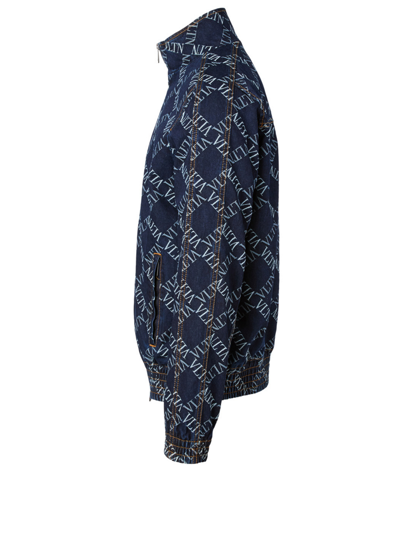 VALENTINO Zip Denim Jacket In VLTN Print | Holt Renfrew Canada