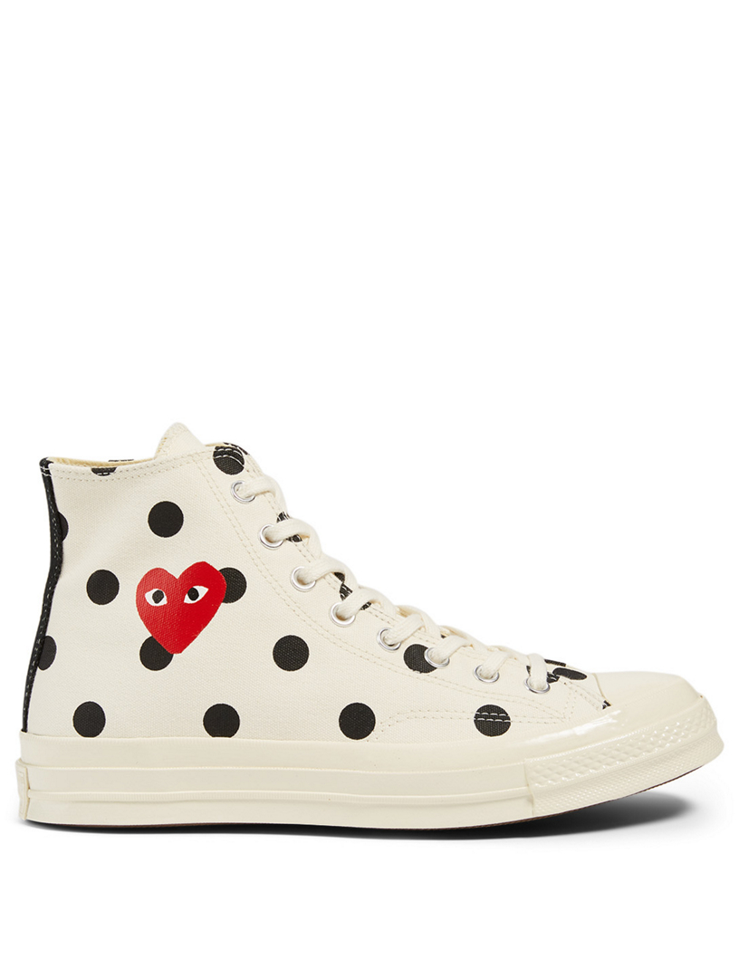 cdg converse polka dot white