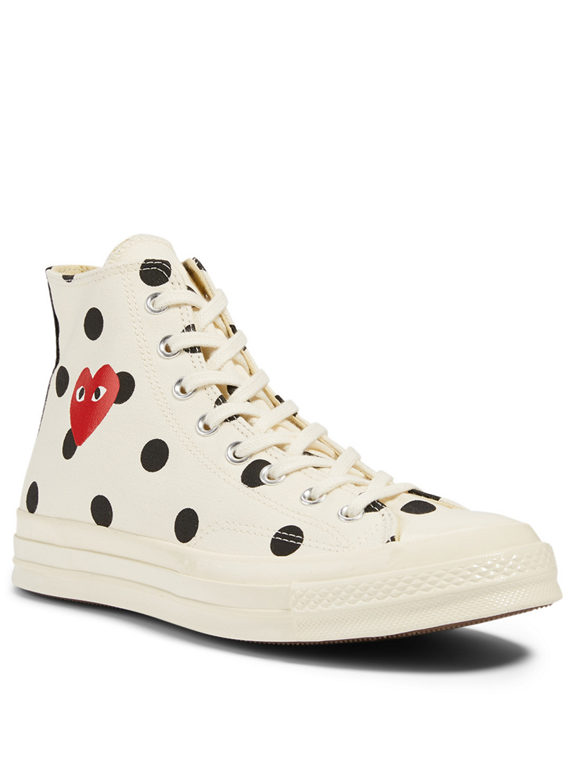 cdg converse polka dot white