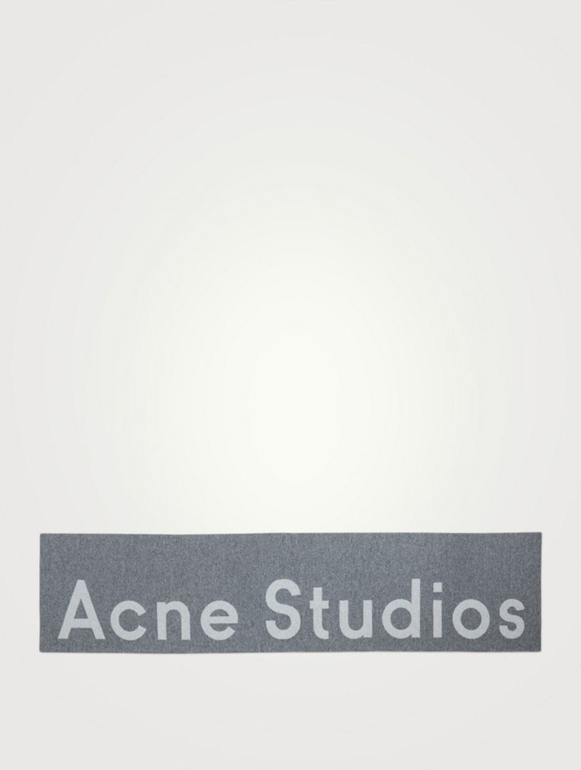 ACNE STUDIOS Wool Logo Scarf Women's Grey