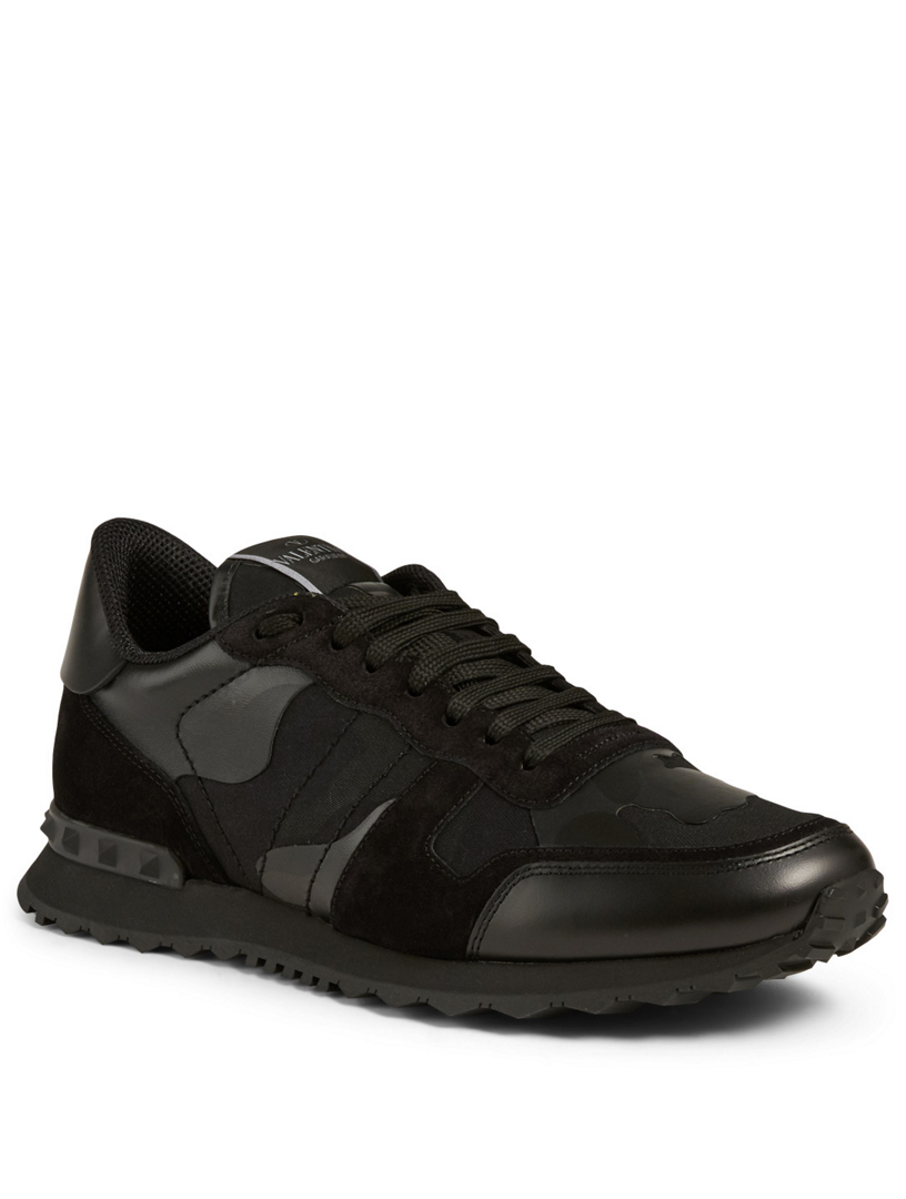 VALENTINO GARAVANI Rockrunner Leather And Fabric Sneakers In Camouflage ...