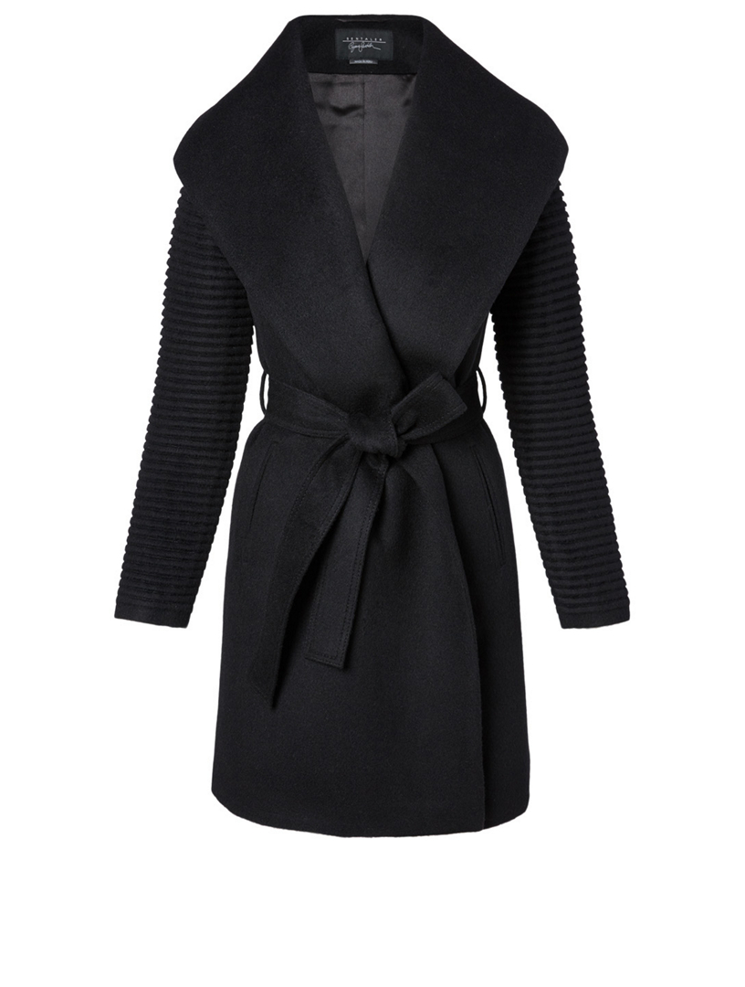 sentaler wrap coat with ribbed sleeves