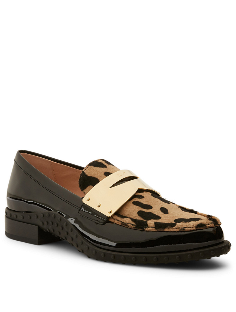 leopard print backless loafers