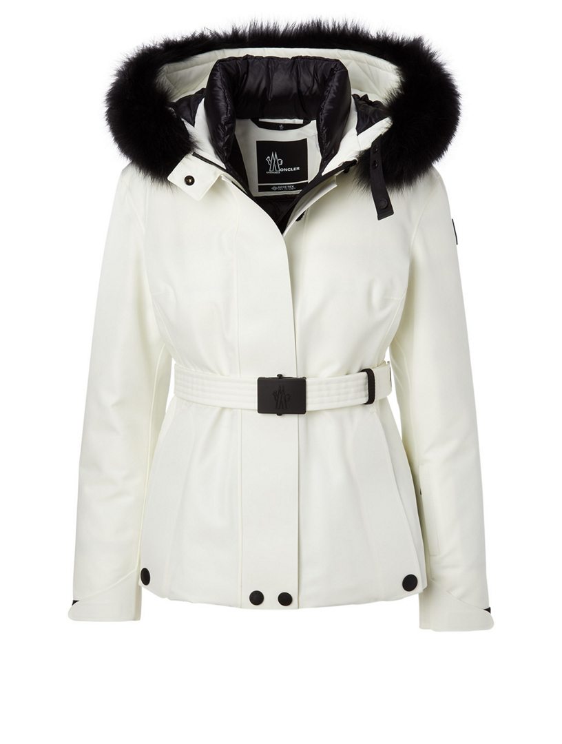 womens white jacket with fur hood