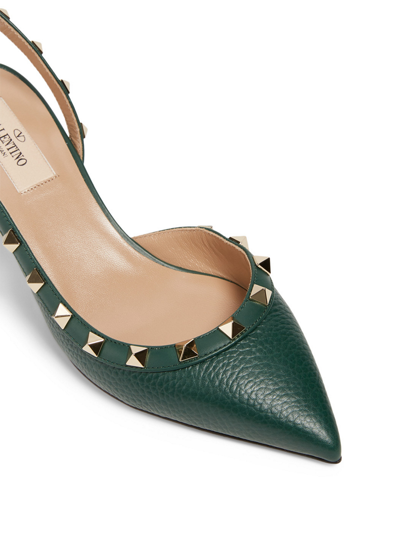 valentino garavani rockstud leather slingback pumps