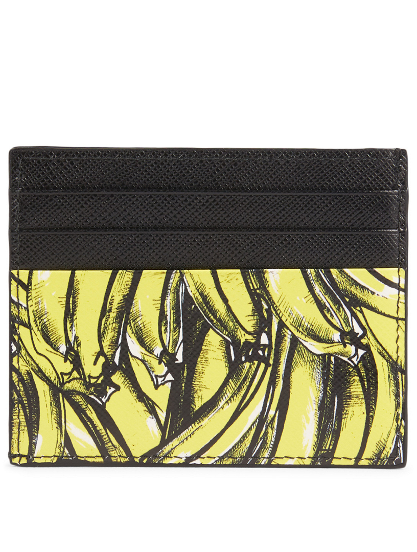 PRADA Saffiano Leather Card Holder With Banana Print | Holt 