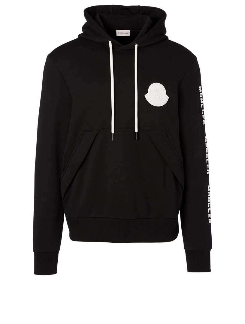 black hoodie white logo
