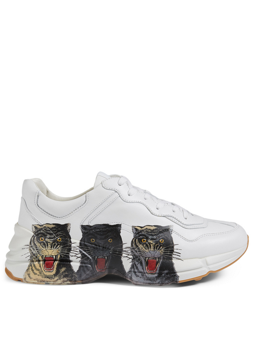 gucci rhyton leather sneaker with tiger