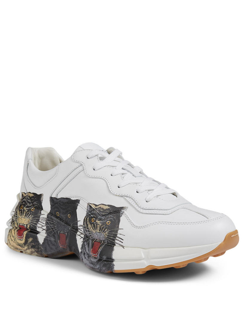 rhyton leather sneaker with tiger
