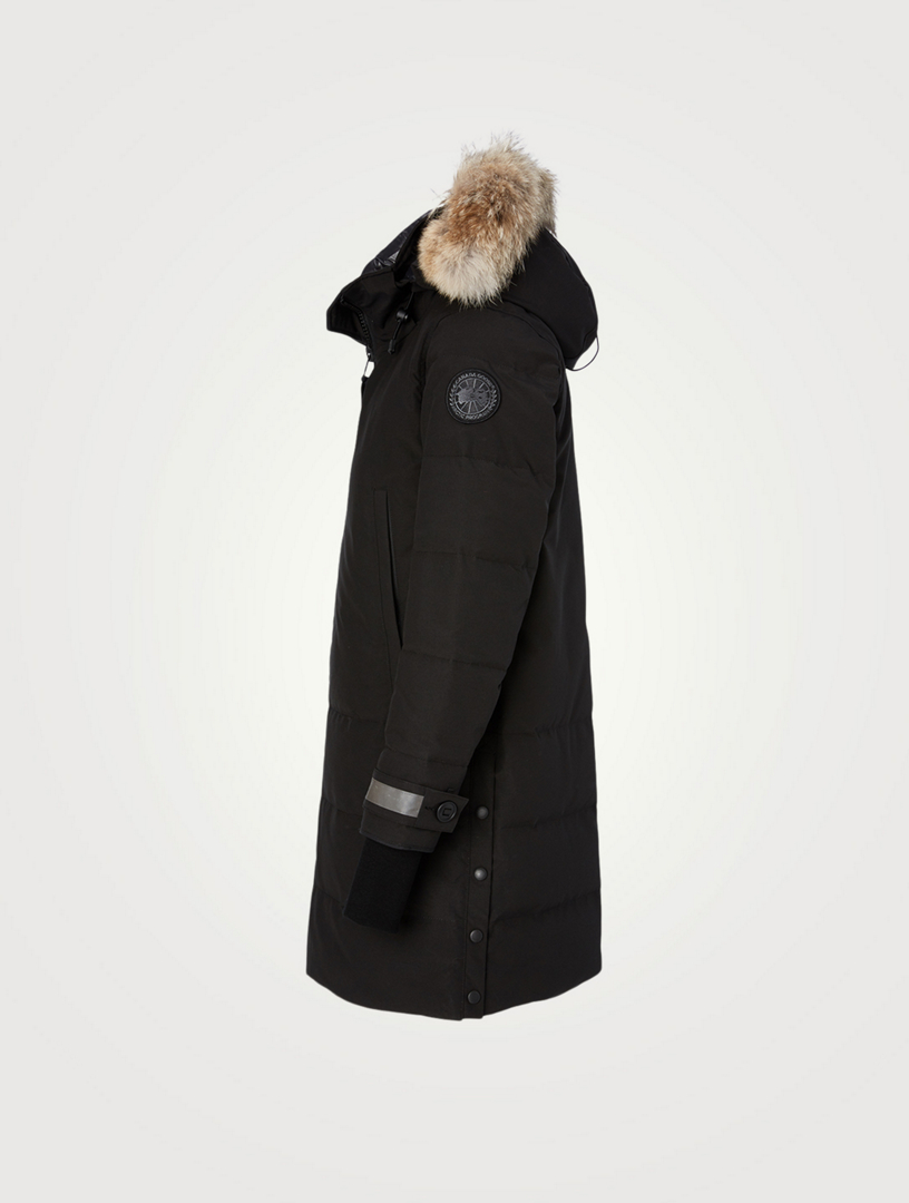 womens black down coat with fur hood