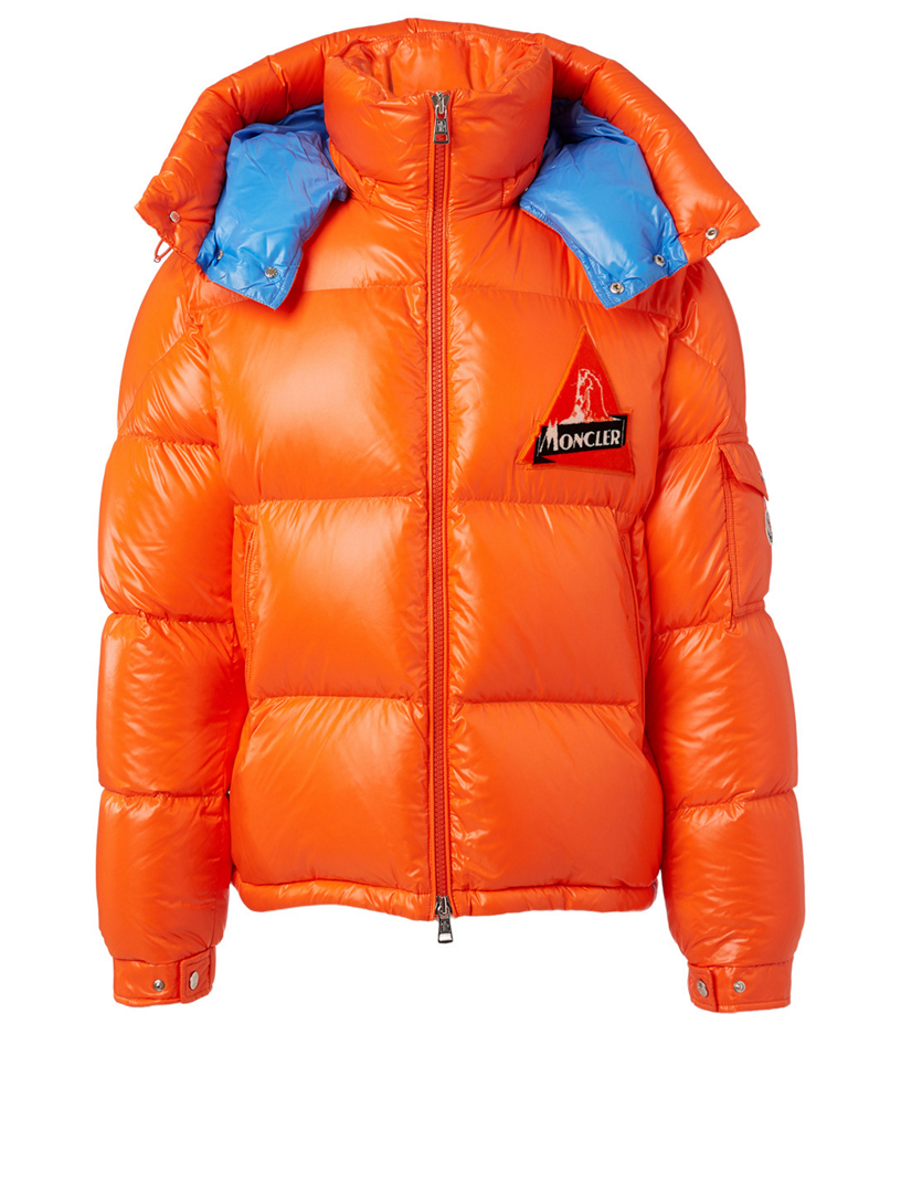 moncler orange jacket mens