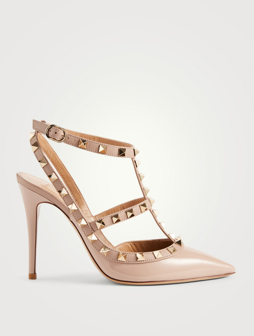 VALENTINO GARAVANI Rockstud Patent Leather Pumps With Ankle Strap | Holt Renfrew