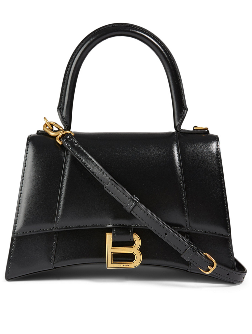 women's hourglass small top handle bag in black