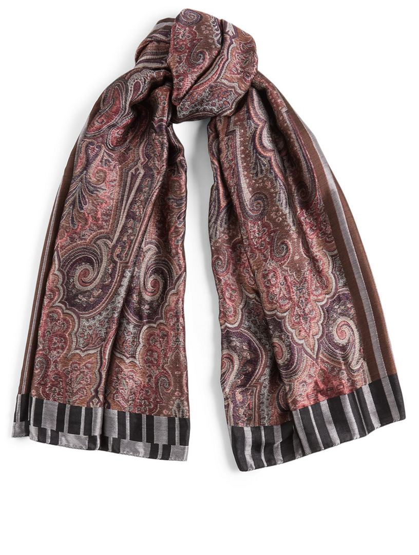 ETRO Wool And Silk Scarf Shaal-Nur In Geometric Paisley Print | Holt ...
