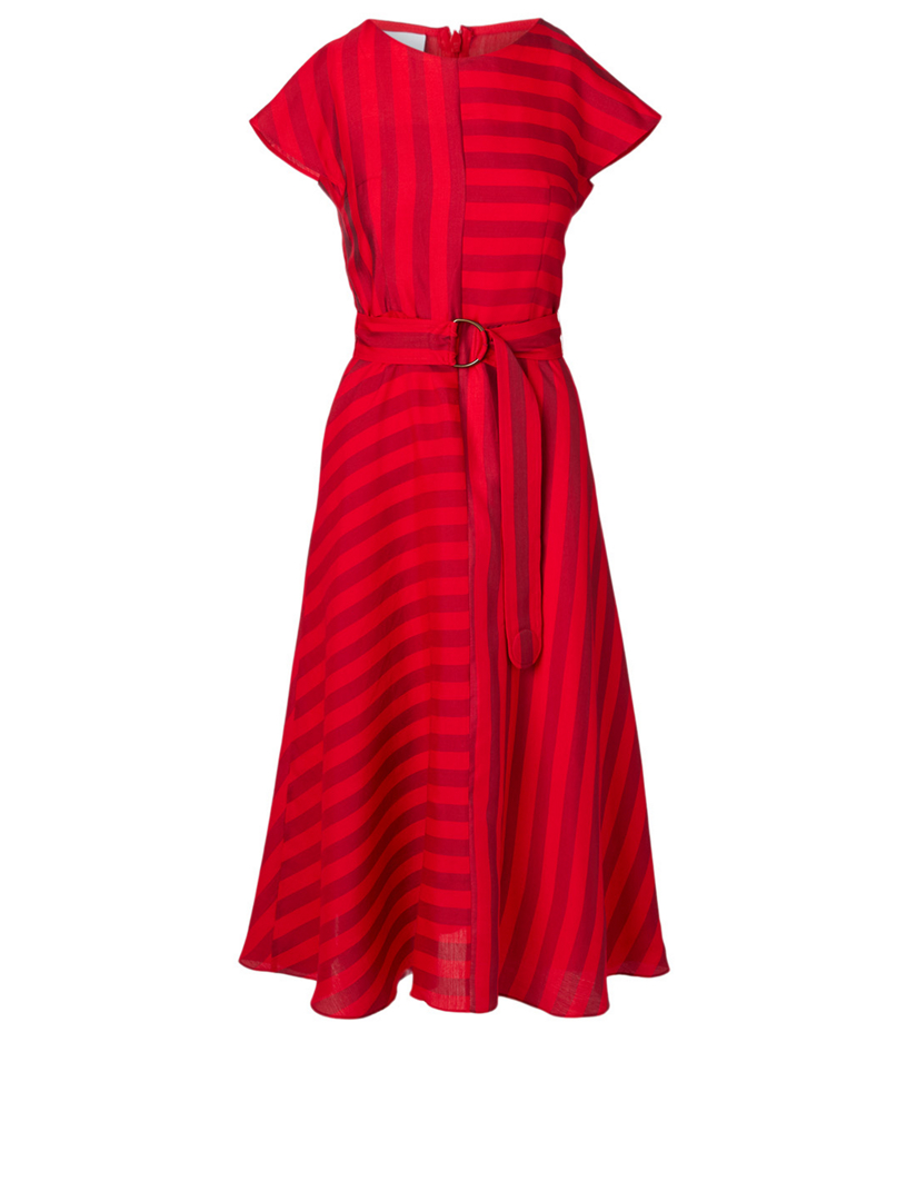 AKRIS PUNTO Short-Sleeve Midi Dress In Stripe Print | Holt Renfrew Canada