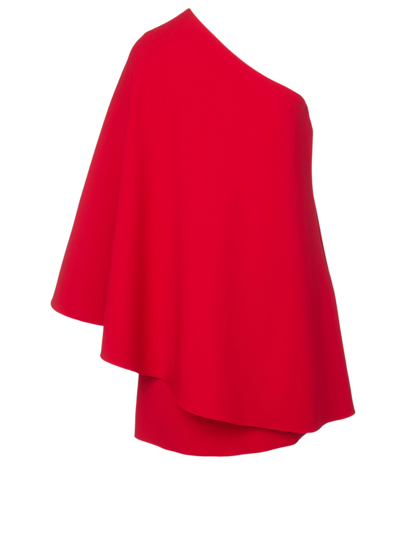 VALENTINO Wool-Blend One-Shoulder Mini Dress Women's Red