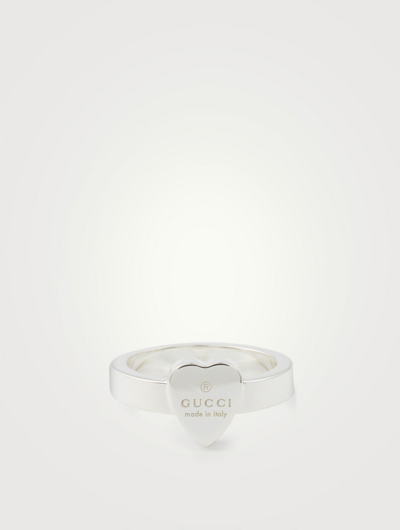 GUCCI Silver Heart Ring With Gucci 