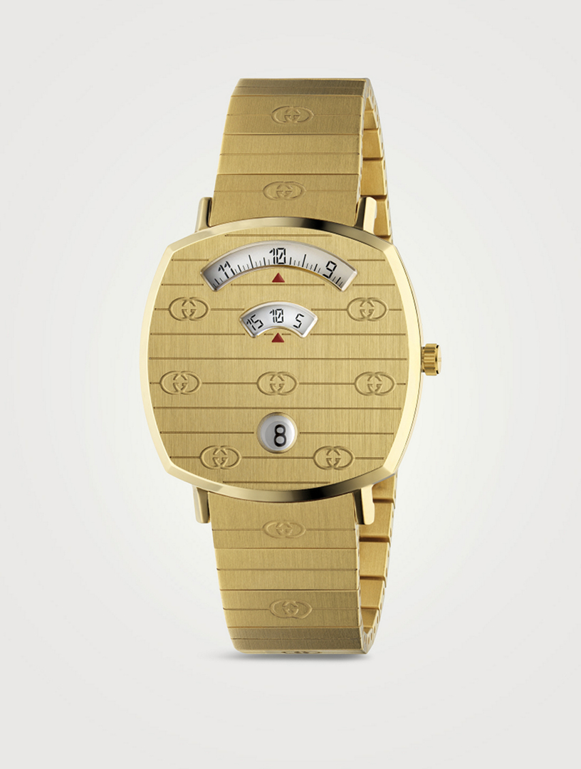 GUCCI Grip Gold PVD Bracelet Watch 