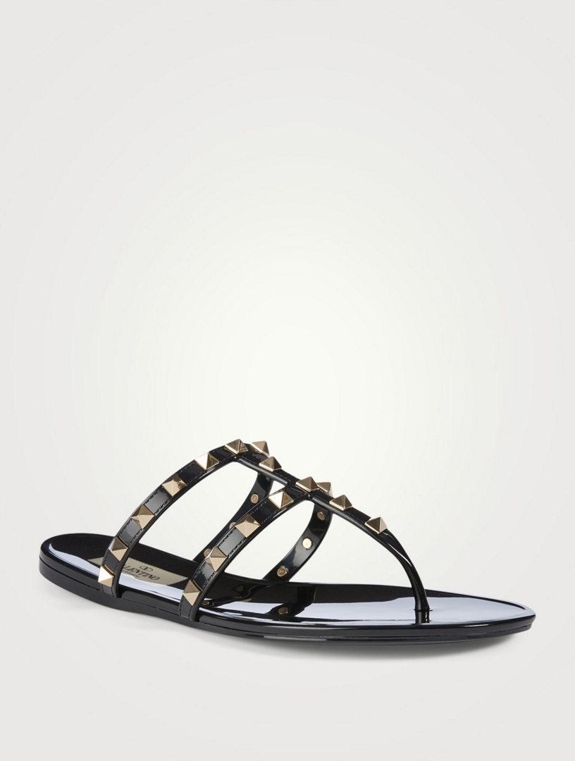 black rubber thong sandals