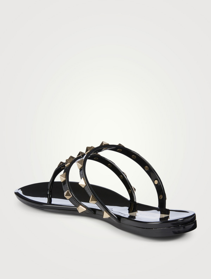 black rubber thong sandals