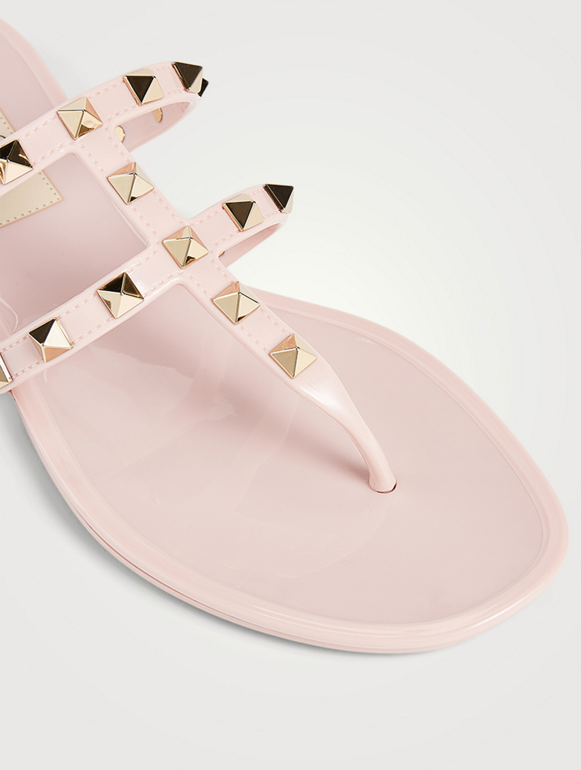 valentino garavani rockstud pvc flat thong sandals