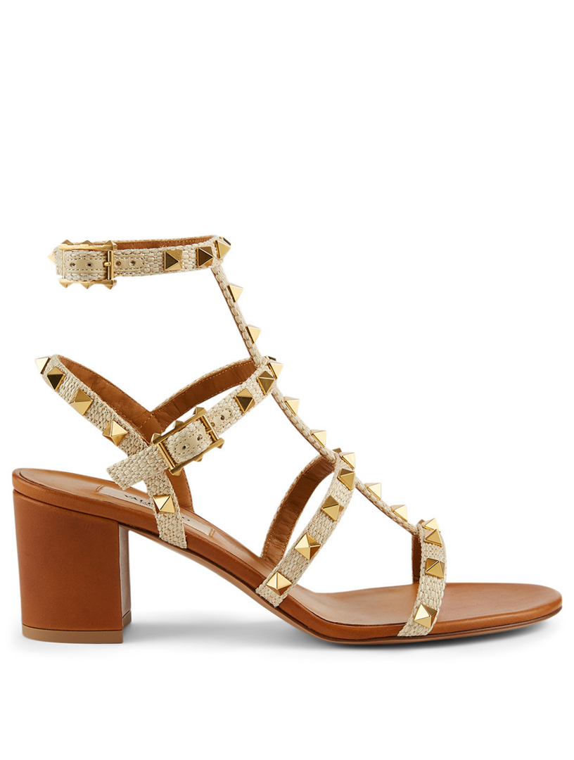 valentino rockstud raffia sandal