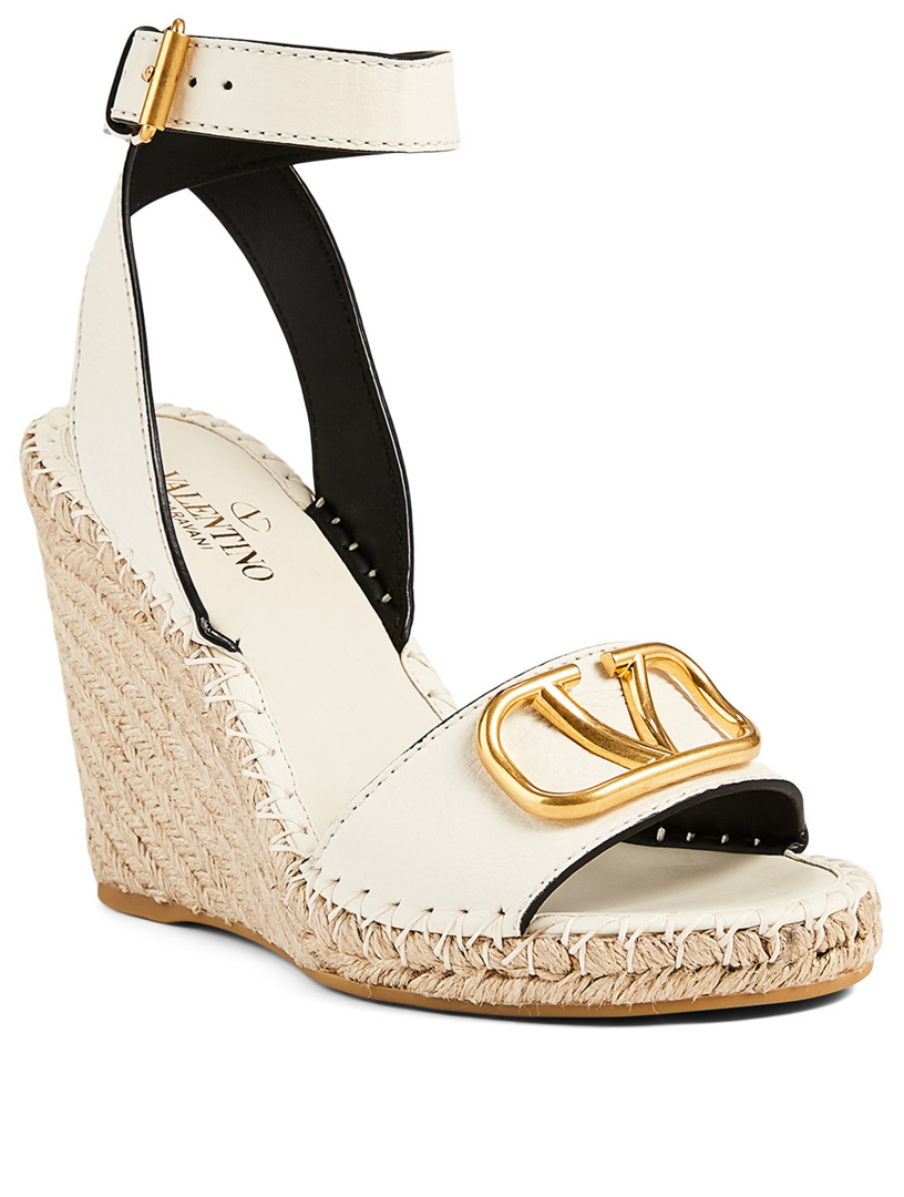 VALENTINO GARAVANI VLOGO Leather Espadrille Wedge Sandals | Holt ...