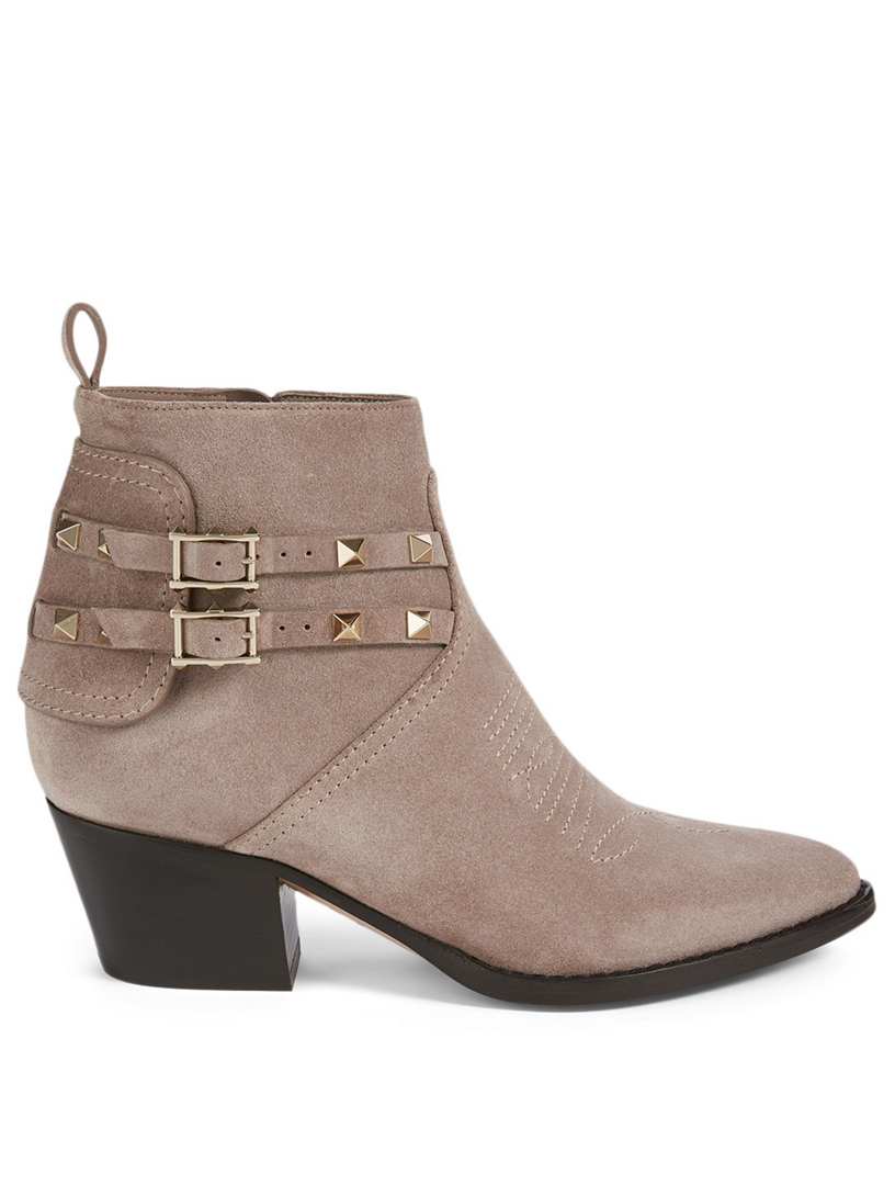 valentino rockstud suede ankle boots