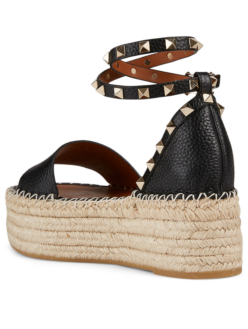 valentino garavani rockstud flatform leather espadrille sandals