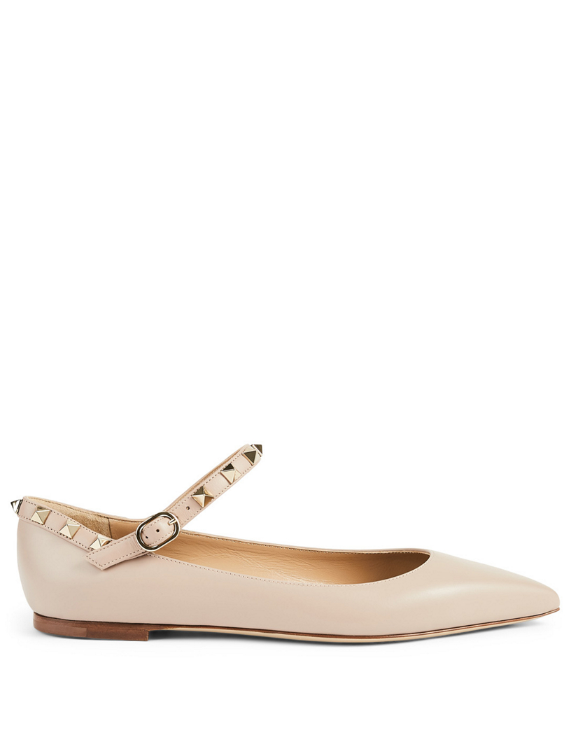 VALENTINO GARAVANI Rockstud Leather Mary Jane Ballet Flats | Holt ...