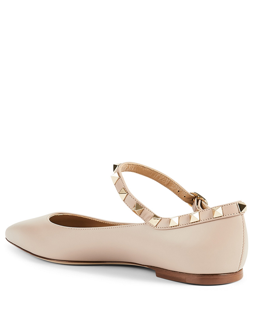 VALENTINO GARAVANI Rockstud Leather Mary Jane Ballet Flats | Holt ...